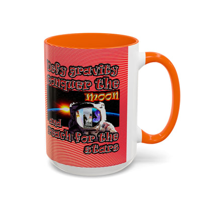 defy conquer reach - Accent Mug (yellow-orange wave)
