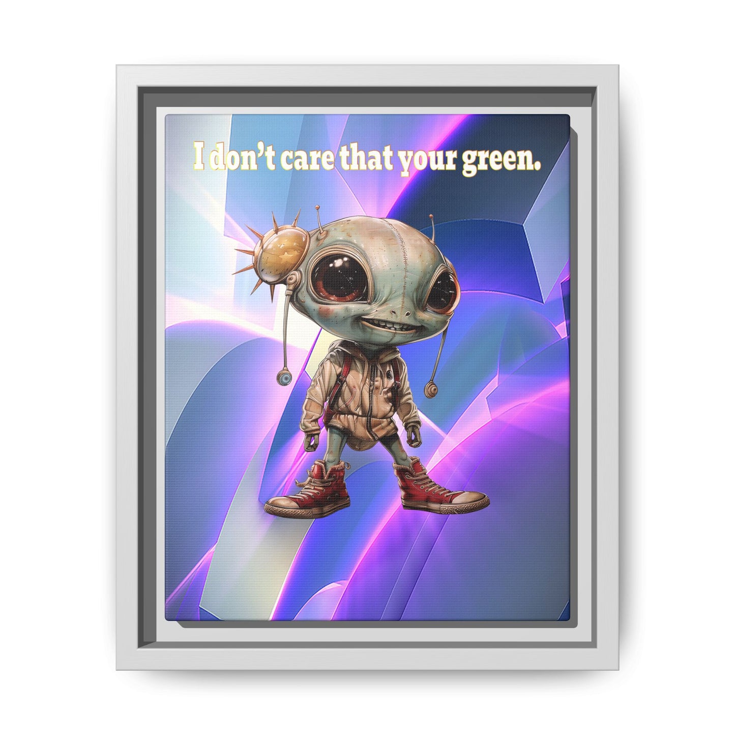 I don't care that your green - framed canvas art (grey-pink wave)