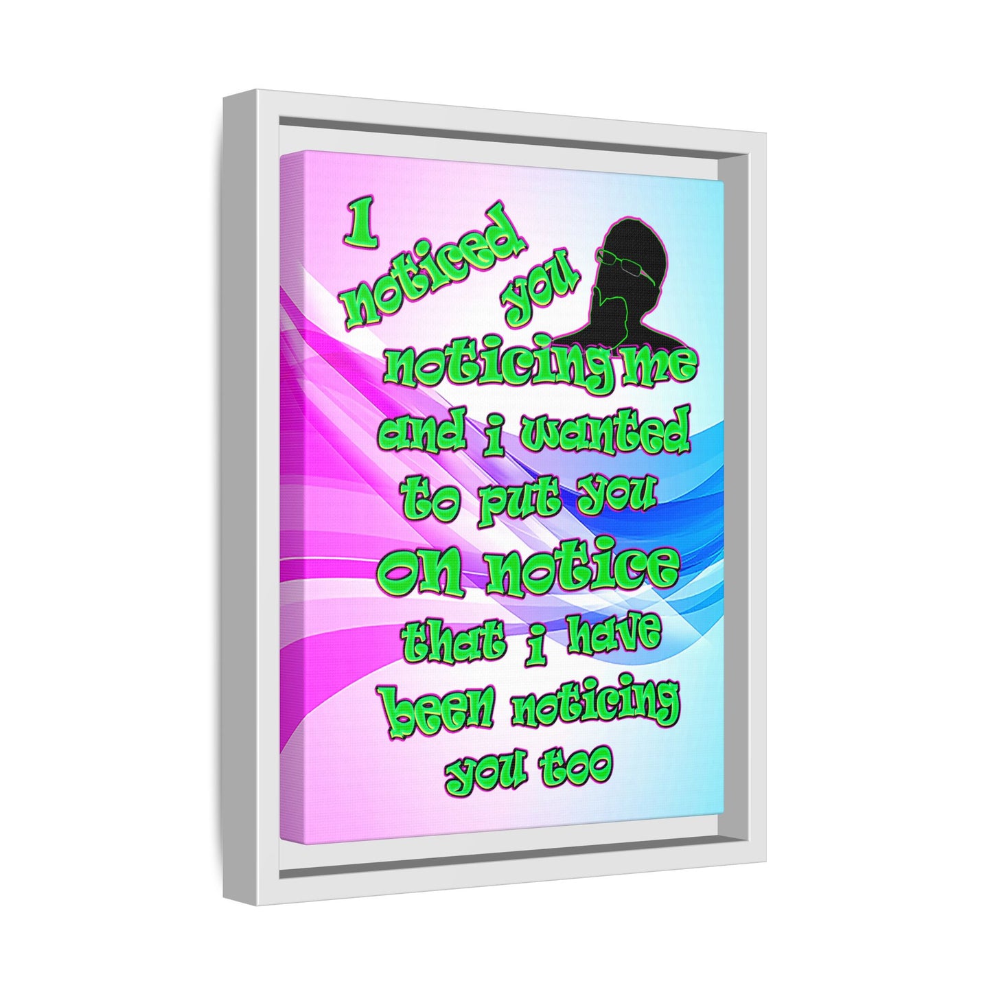 noticed you noticing - framed canvas art (light blue-pink wave)