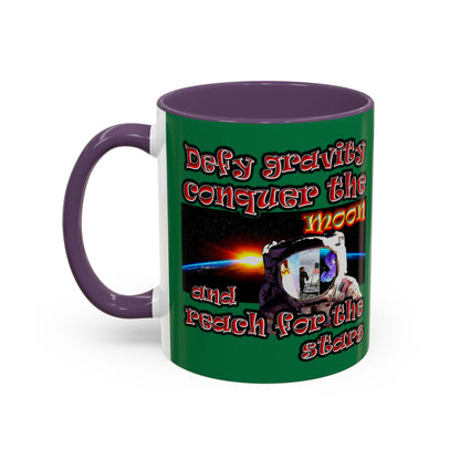 defy conquer reach - Accent Mug (dark green)