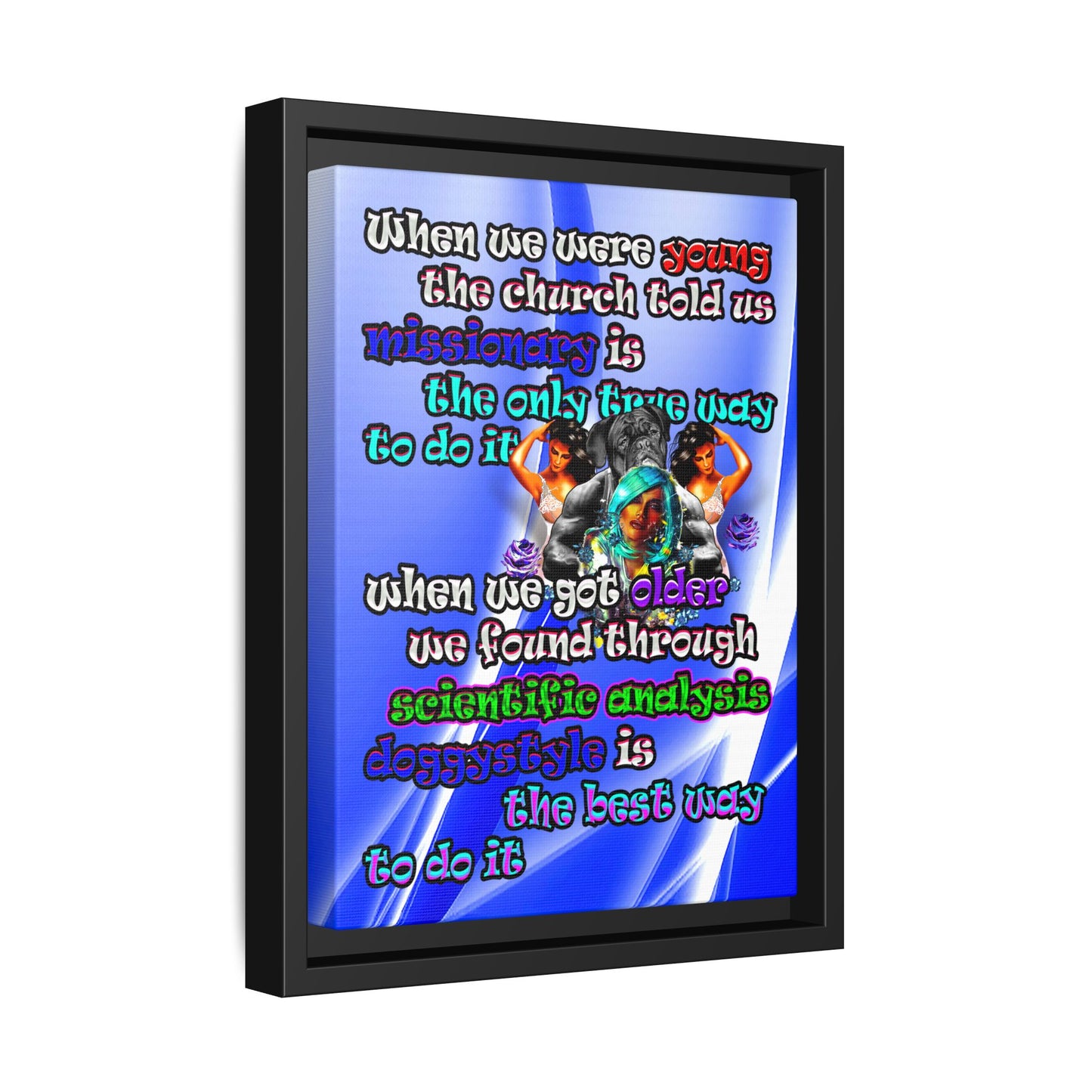 doggystyle - framed canvas art (blue-white wave)