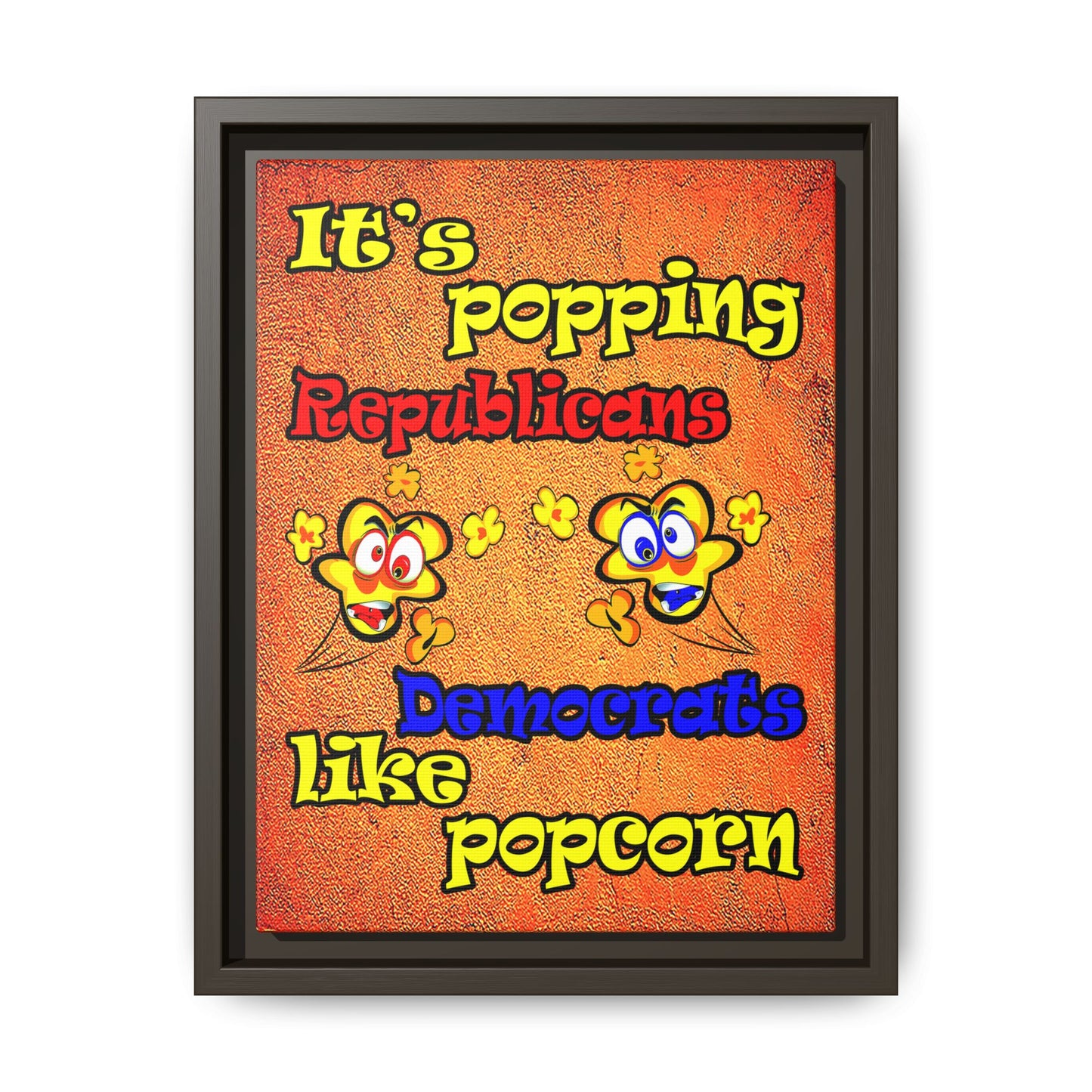popping like popcorn - framed canvas art (burnt orange)