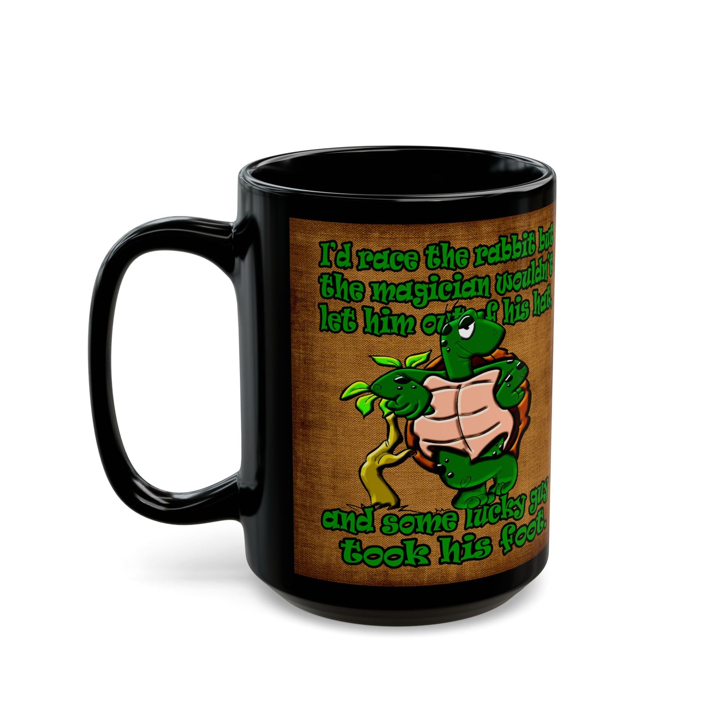turtle race - Black Mug (brown papyrus)
