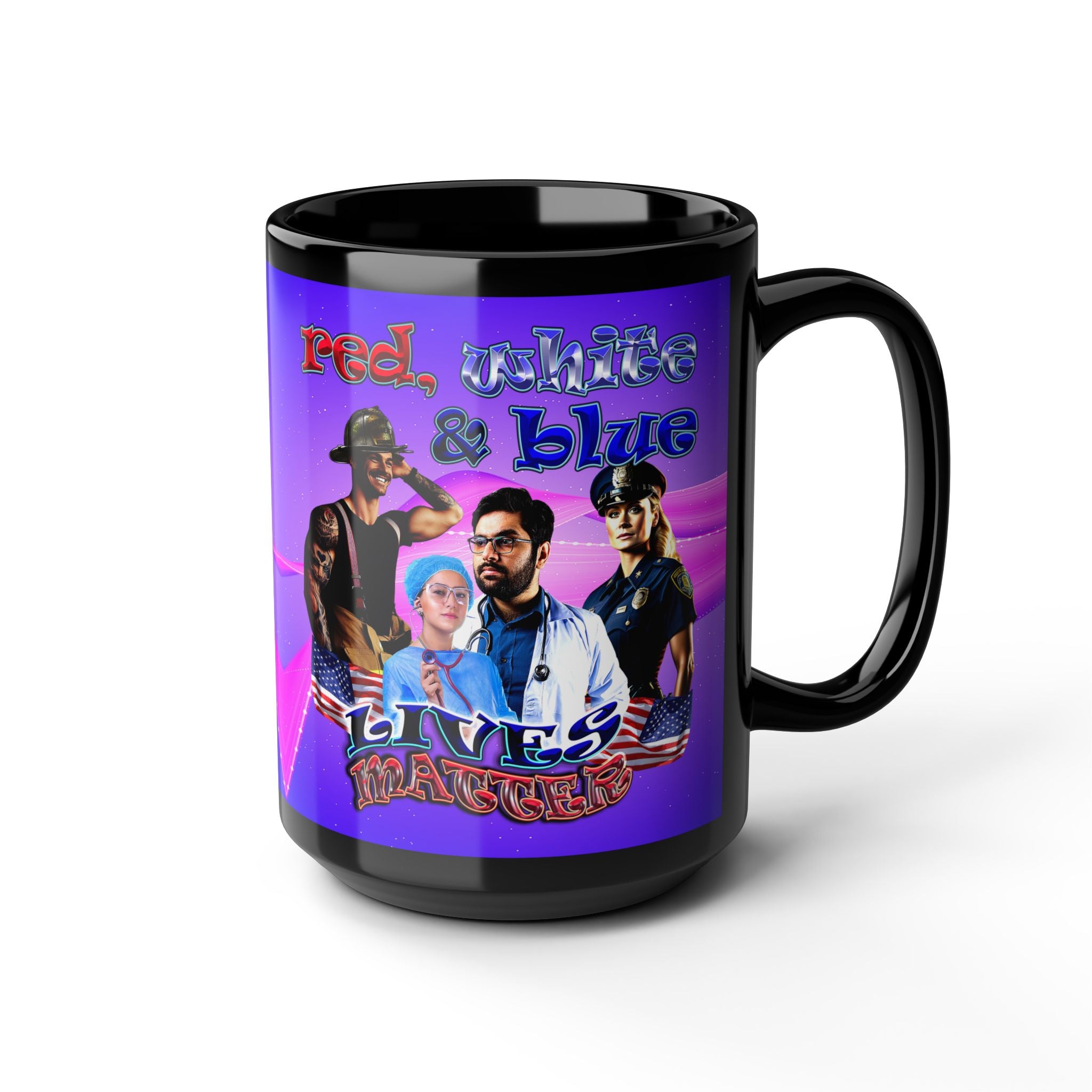 rw&b lives matter - Black Mug (purple-pink wave)