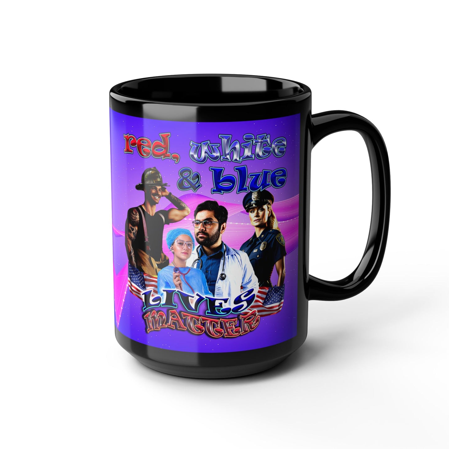 rw&b lives matter - Black Mug (purple-pink wave)