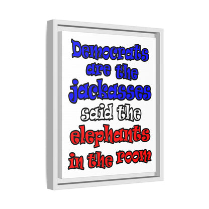 donkeys and elephants - framed canvas art (white)