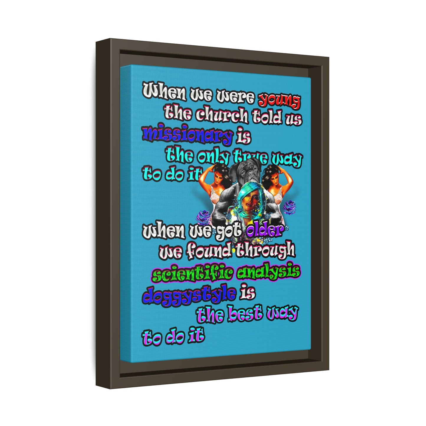 doggystyle - framed canvas art (turquoise)