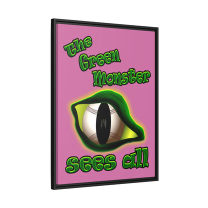green monster - framed canvas art (light pink)