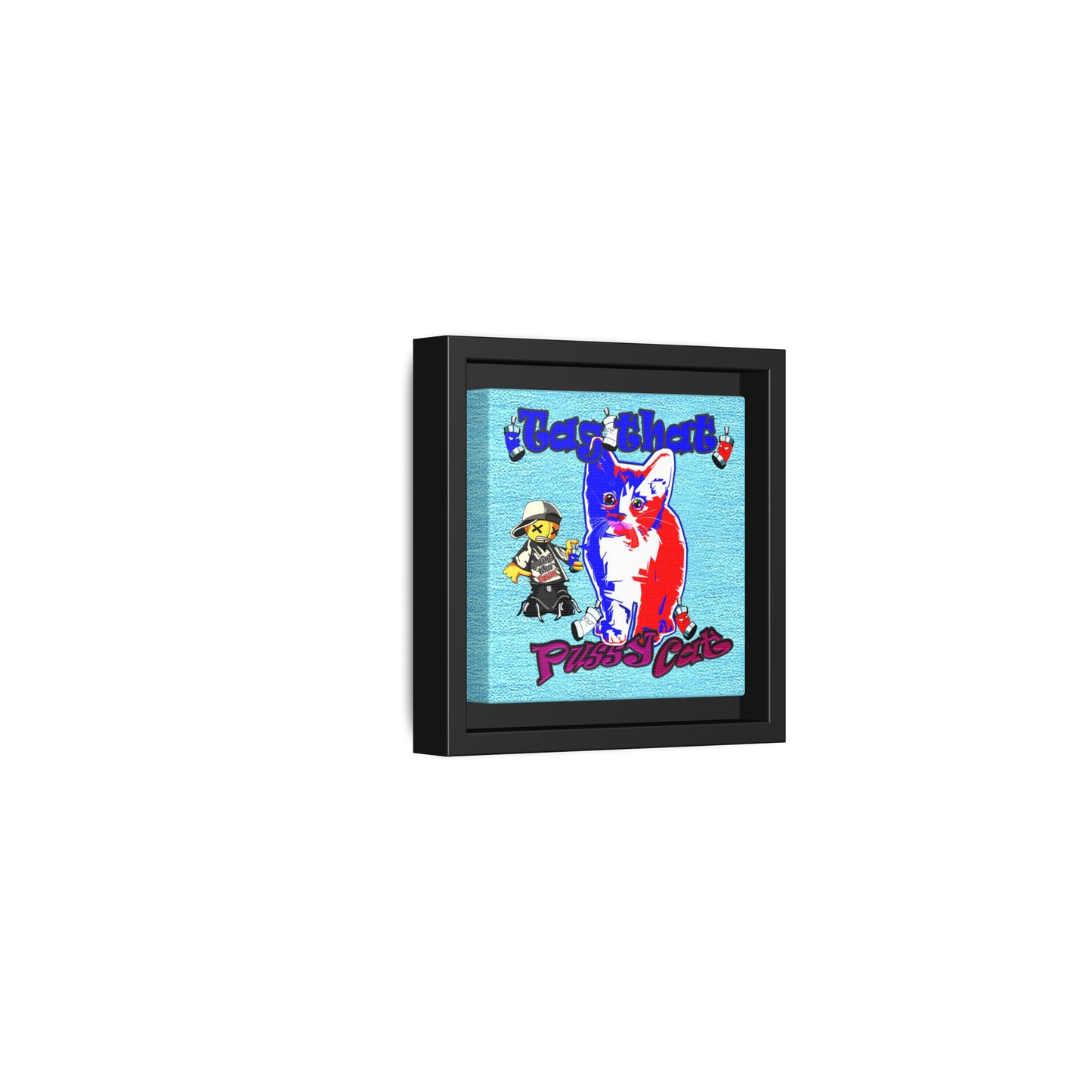 tag that - framed canvas art (faded blue)