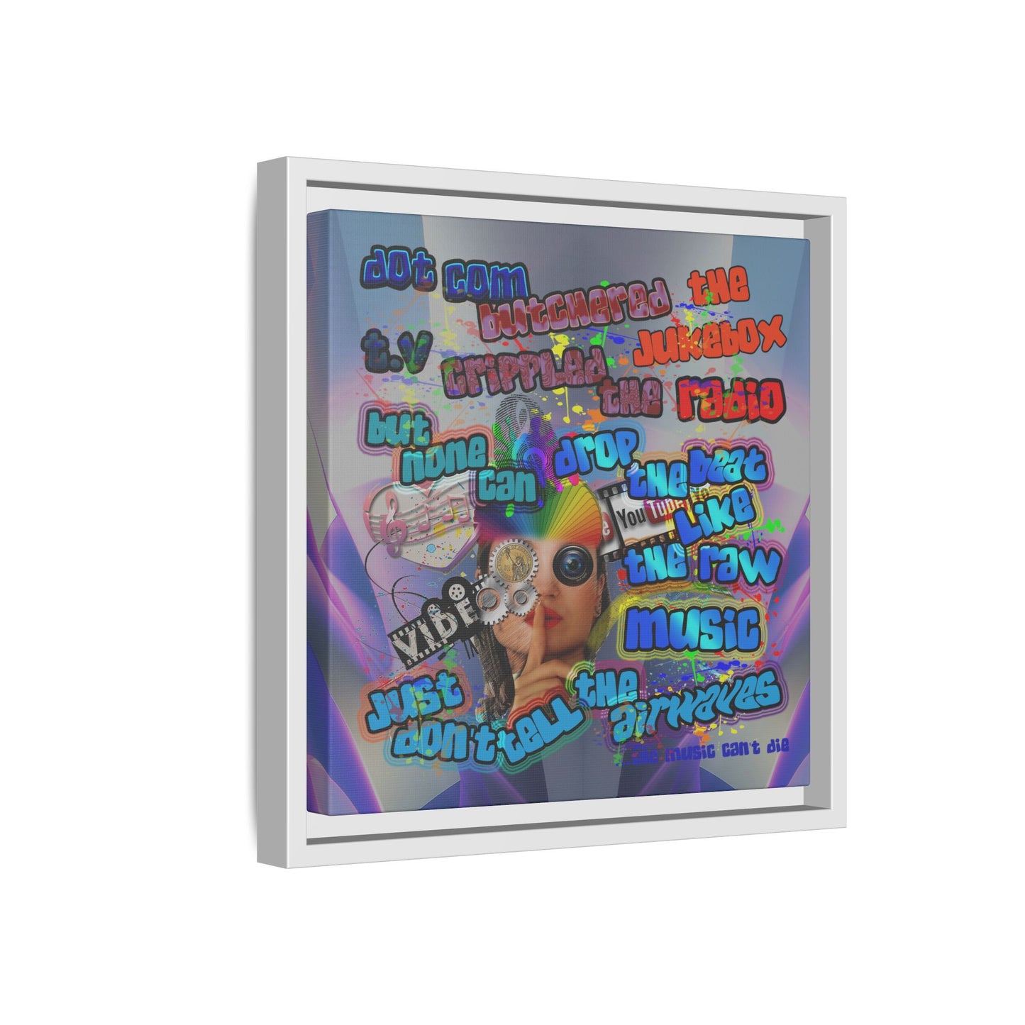 drop the beat - framed canvas art (grey-pink wave)