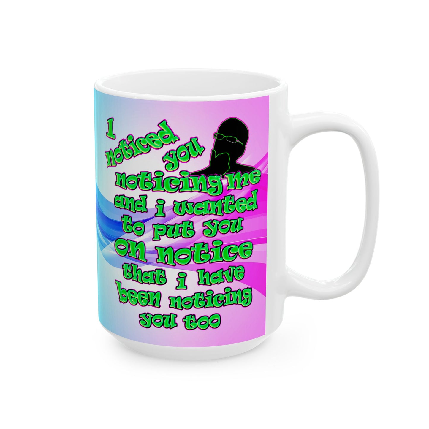 noticed you noticing - White Mug (light blue-pink wave)