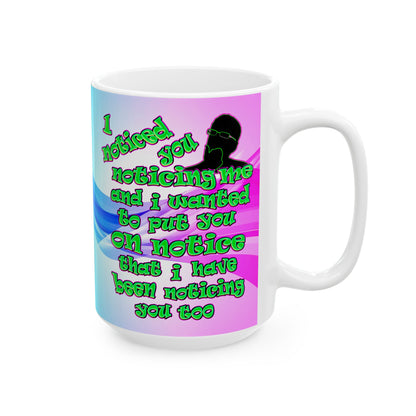 noticed you noticing - White Mug (light blue-pink wave)