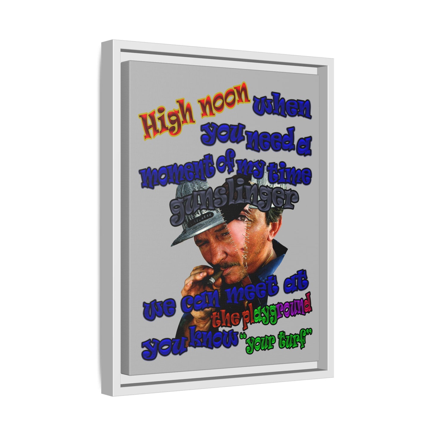 high noon - framed canvas art (light grey)