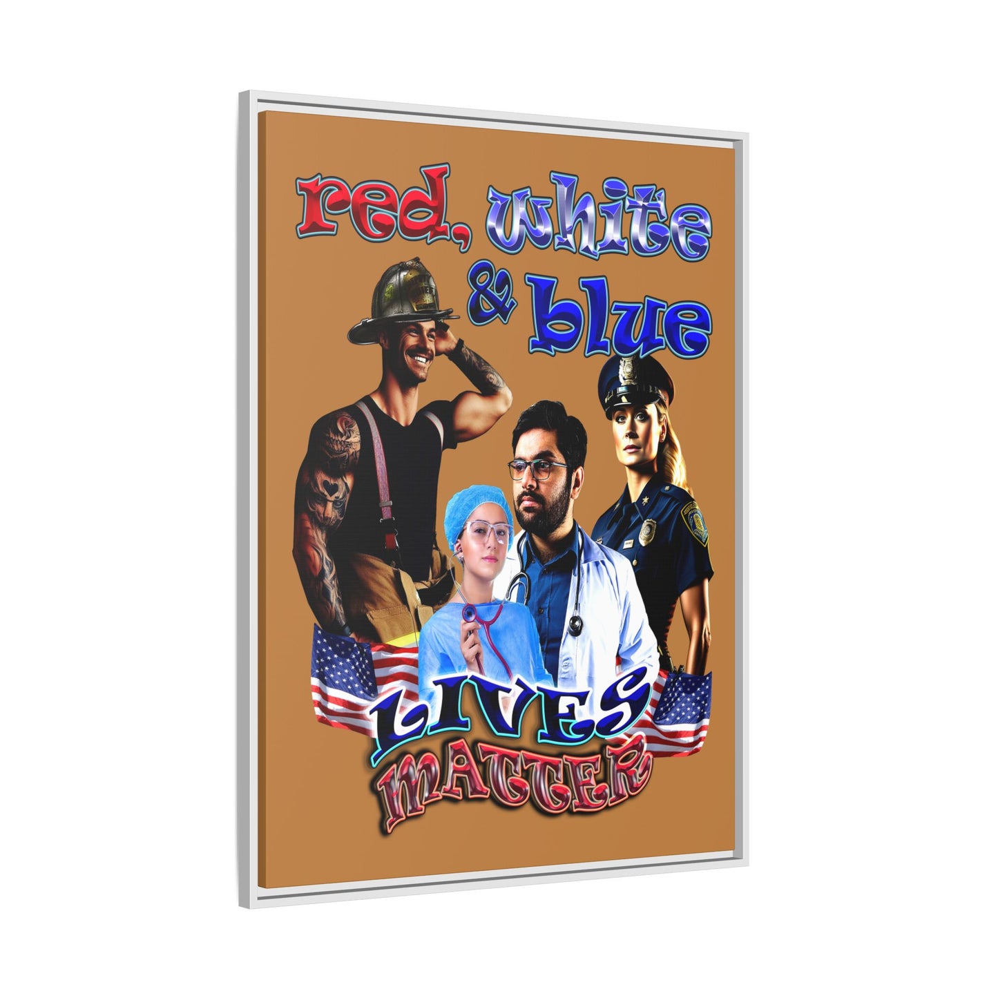 rw&b lives matter - framed canvas art (light brown)