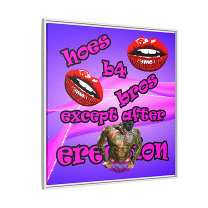 hoes b4 bros - framed canvas art (purple-pink wave)