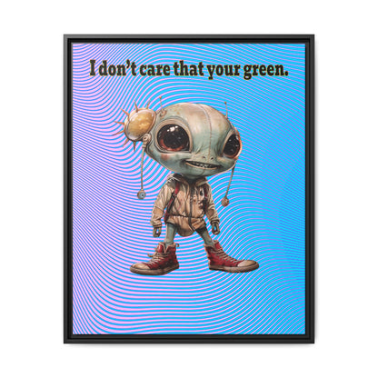 I don't care that your green - framed canvas art (light blue-purple wave)