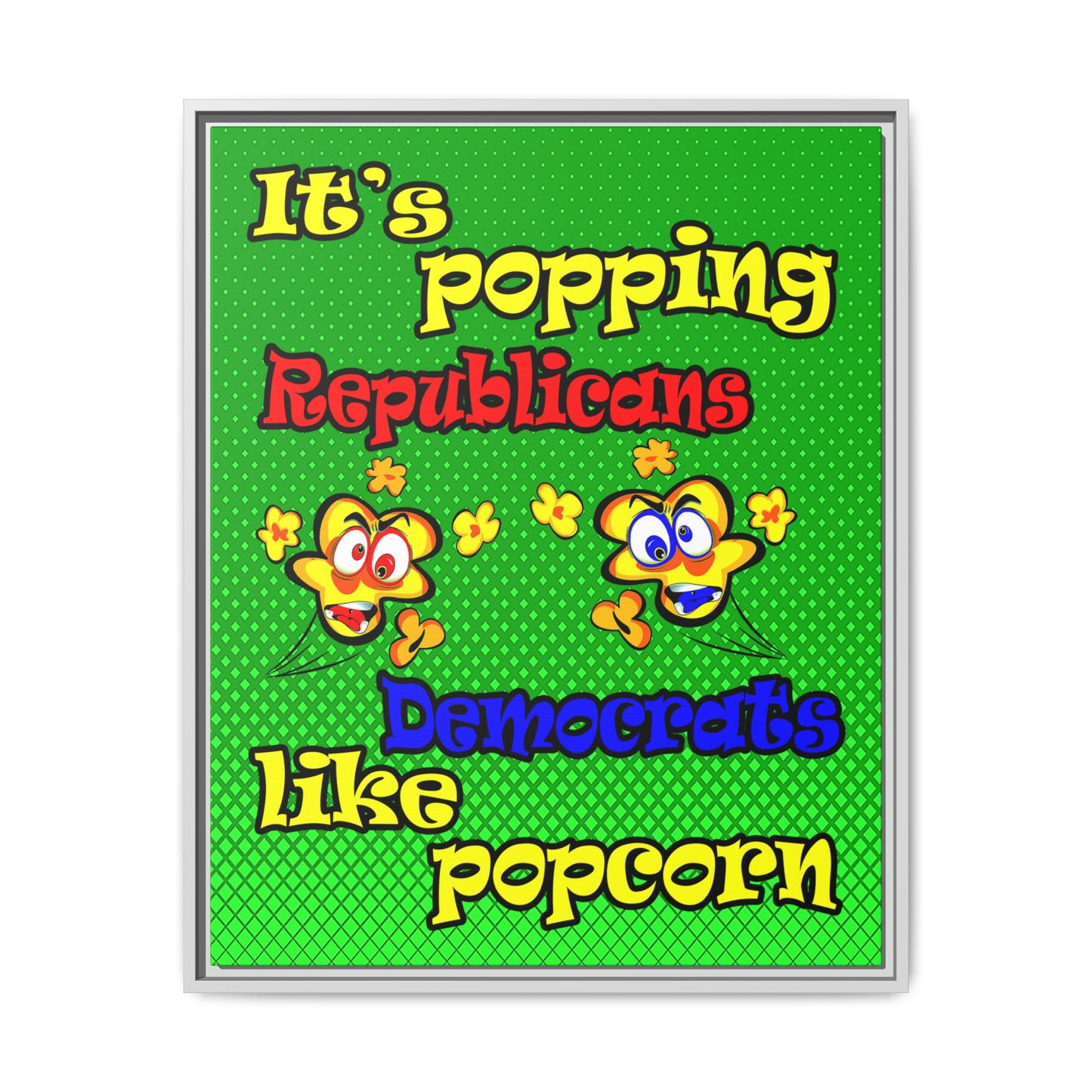 popping like popcorn - framed canvas art (logo green)