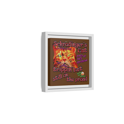 schrodinger's cat - framed canvas art (brown)