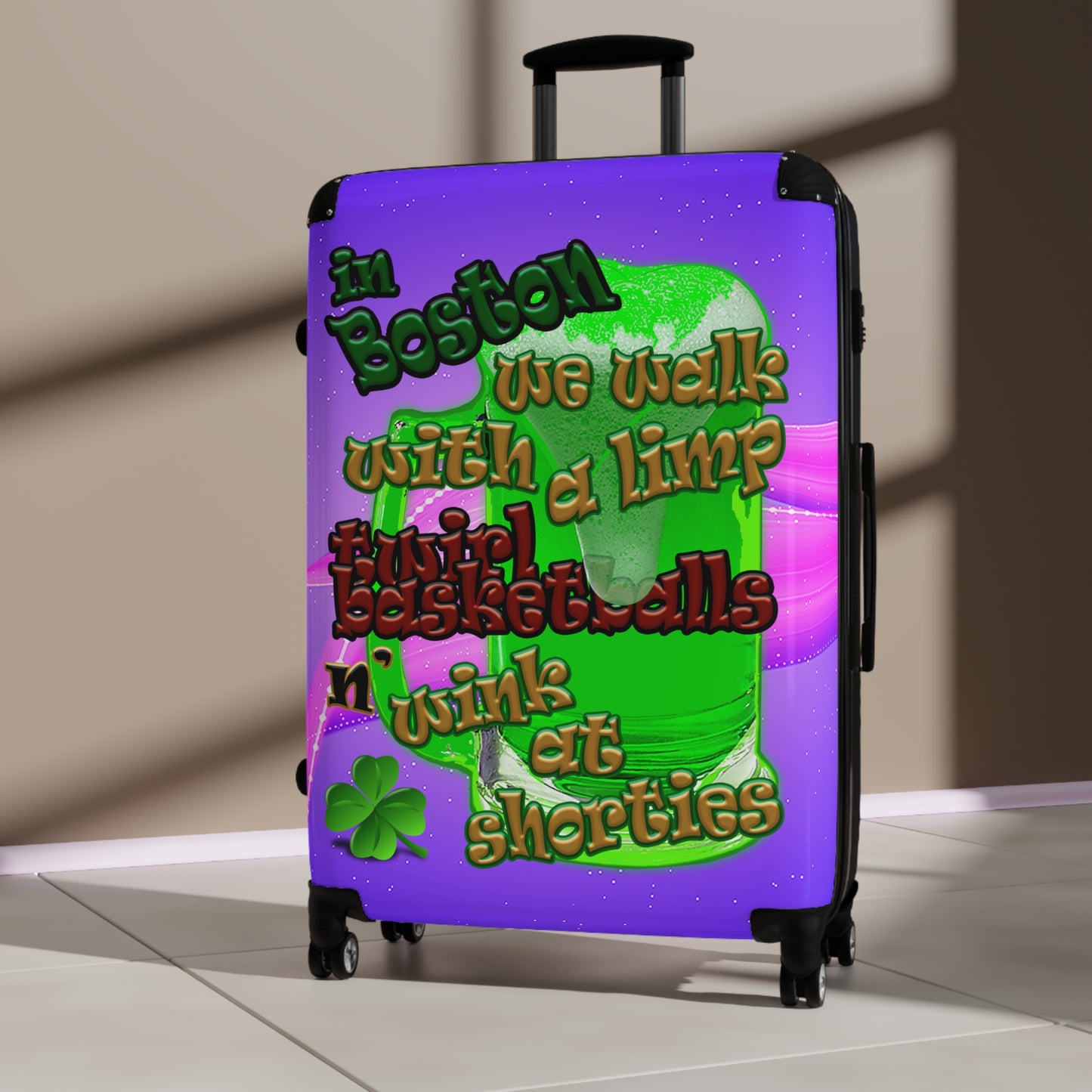 celtics logo - Suitcase (purple-pink wave)