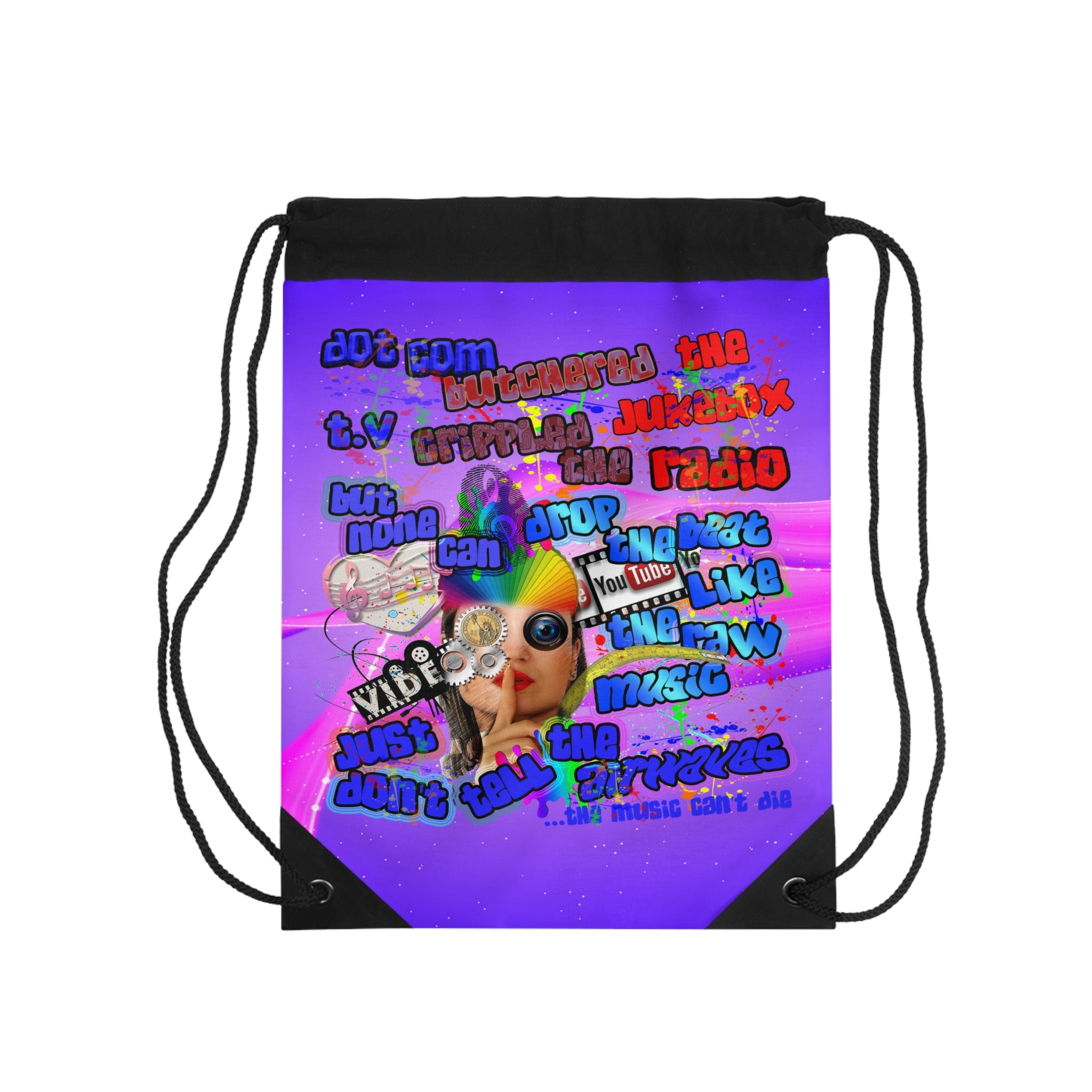 drop the beat - Drawstring Bag (purple-pink wave)