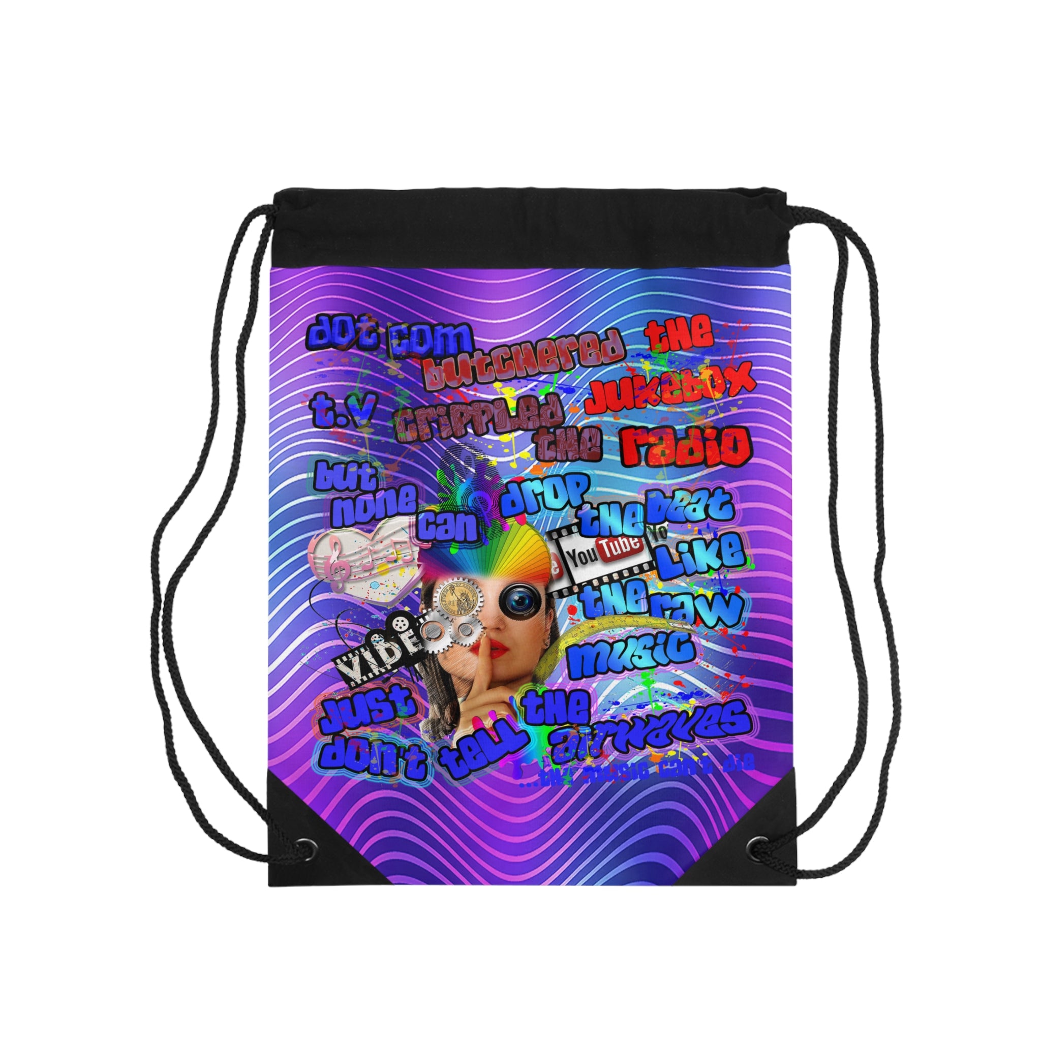 drop the beat - Drawstring Bag (purple wave)