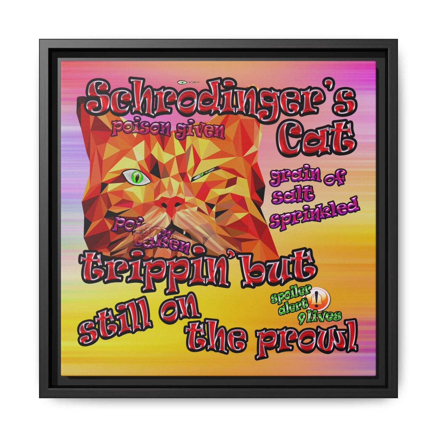 schrodinger's cat - framed canvas art (color blur)