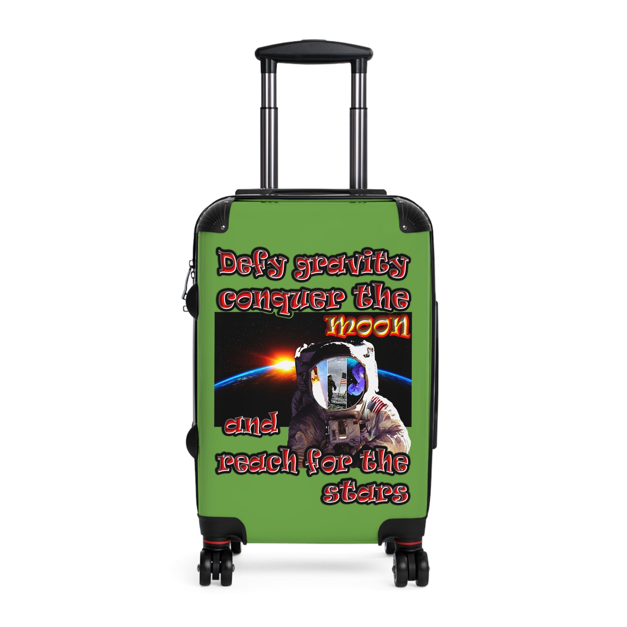 defy conquer reach - suitcase (green)