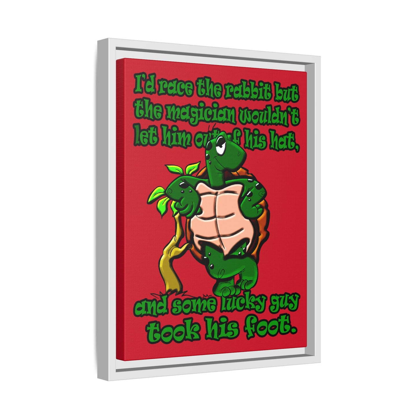 turtle race - framed canvas art (dark red)