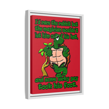 turtle race - framed canvas art (dark red)