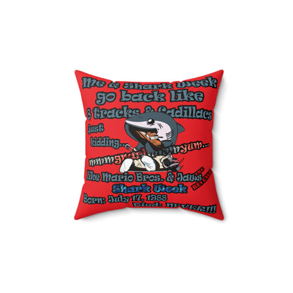 shark week - Spun Polyester Square Pillow - (red)