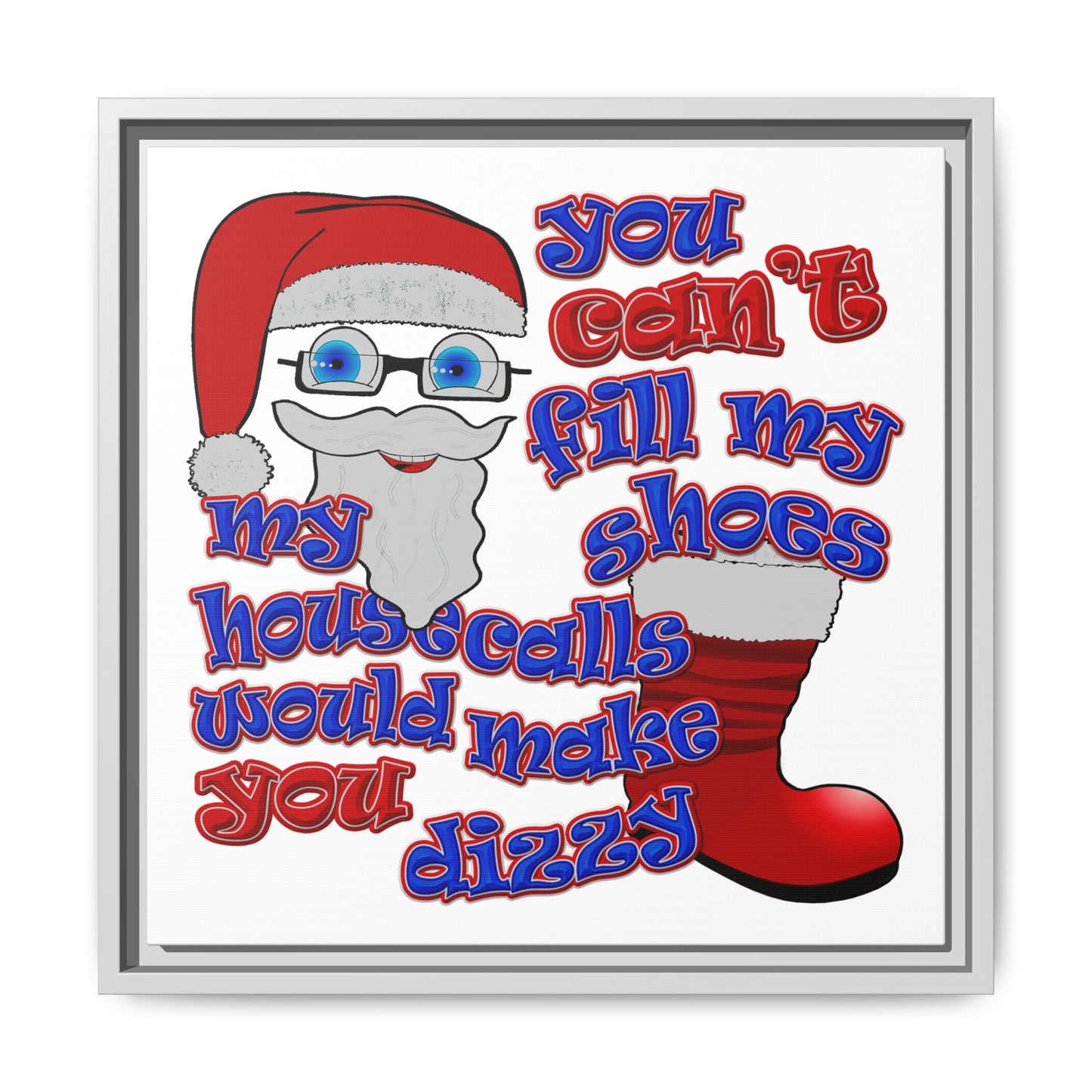 santa's shoes - framed canvas art (white)