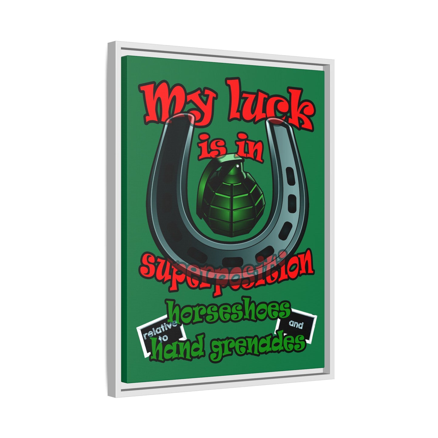 my luck - framed canvas art (dark green)