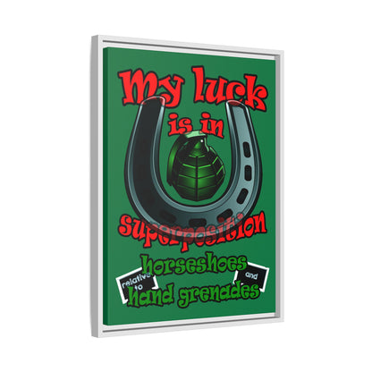 my luck - framed canvas art (dark green)