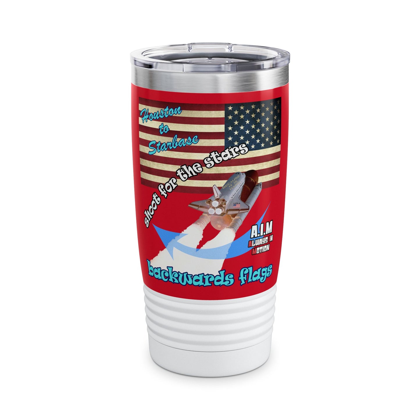 shoot for the stars - Ringneck Tumbler, 20oz (dark red)