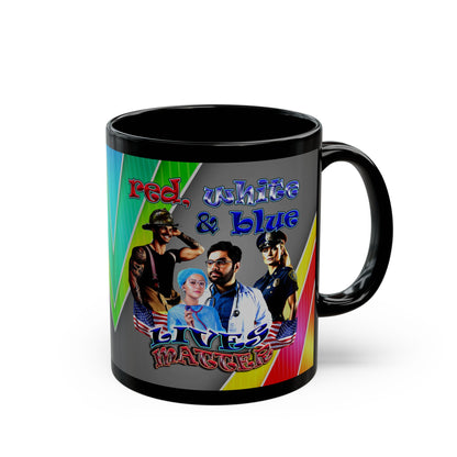 rw&b lives matter - Black Mug (rainbow split)