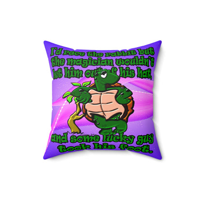 turtle race - Spun Polyester Square Pillow - (purple-pink wave)