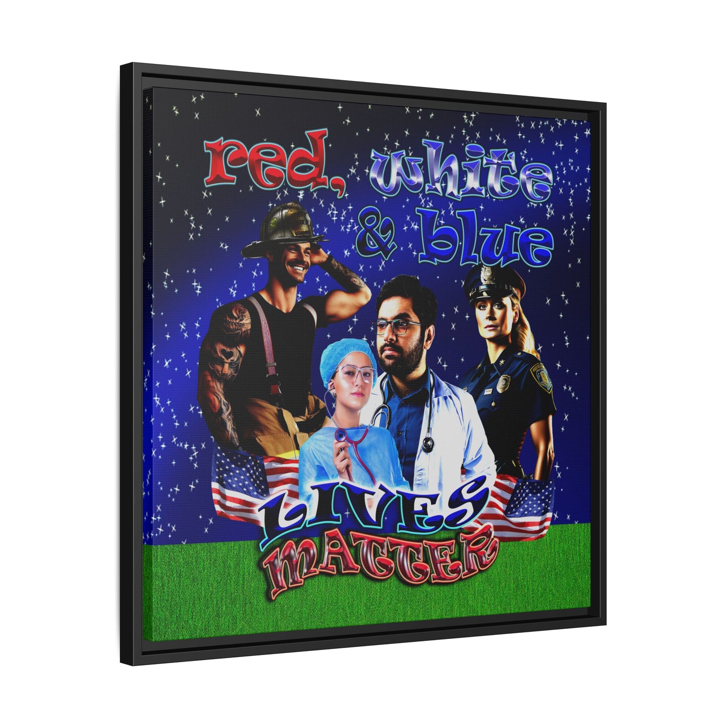 rw&b lives matter - framed canvas art ('snoops' background)