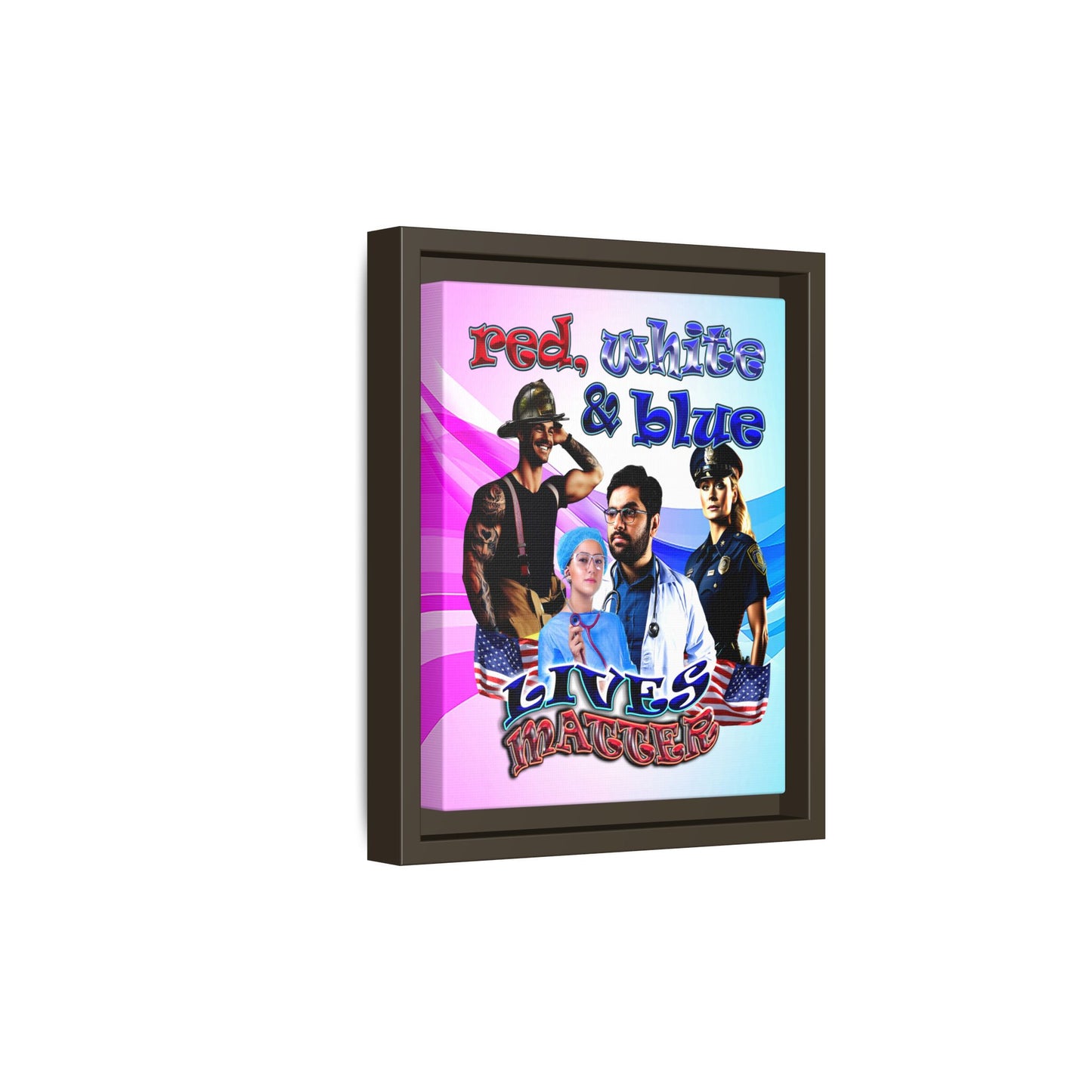 rw&b lives matter - framed canvas art (light blue-pink wave)