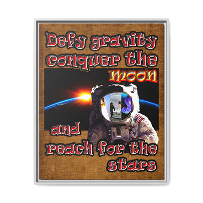 defy conquer reach - framed canvas art (brown papyrus)