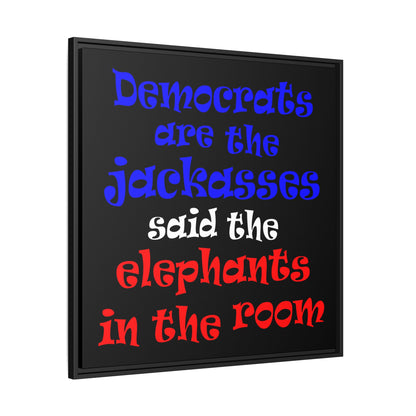 donkeys and elephants - framed canvas art (black)