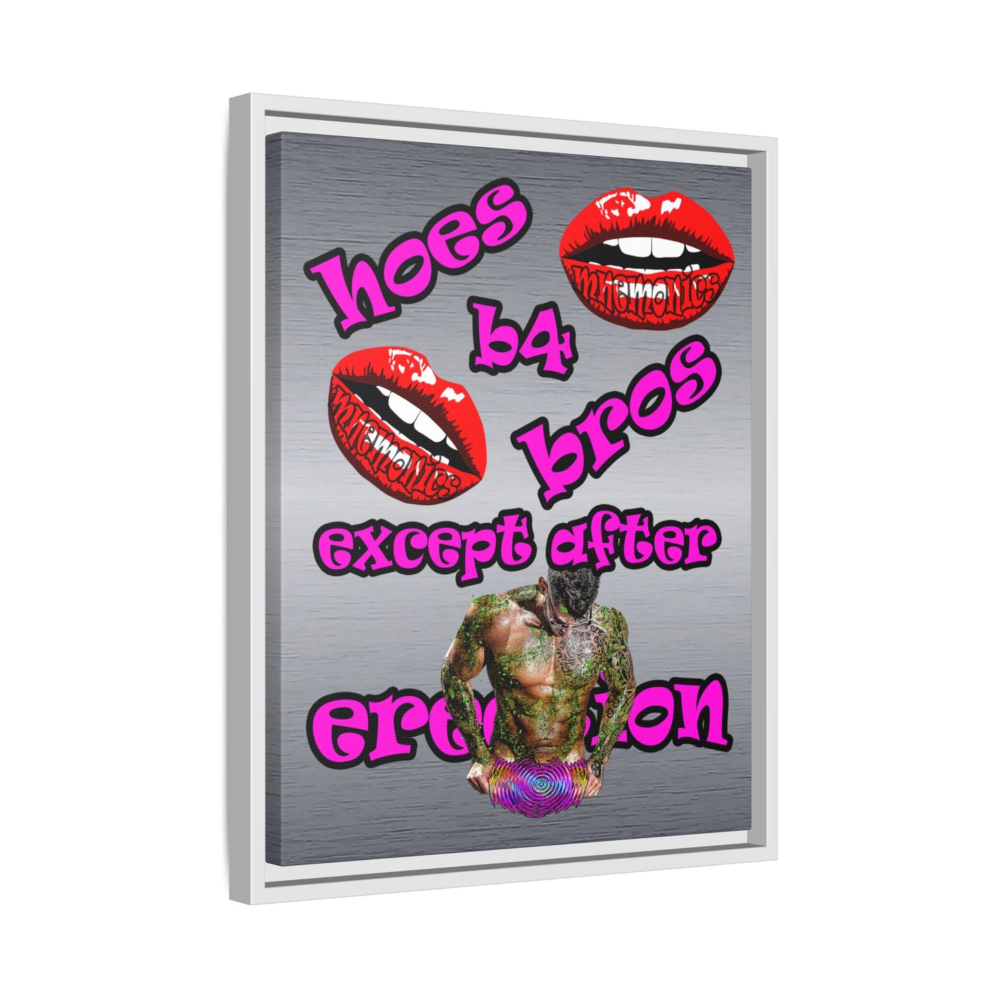hoes b4 bros - framed canvas art (brushed nickel)
