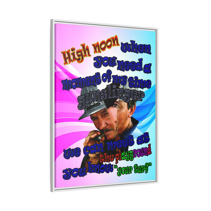 high noon - framed canvas art (light blue-pink wave)