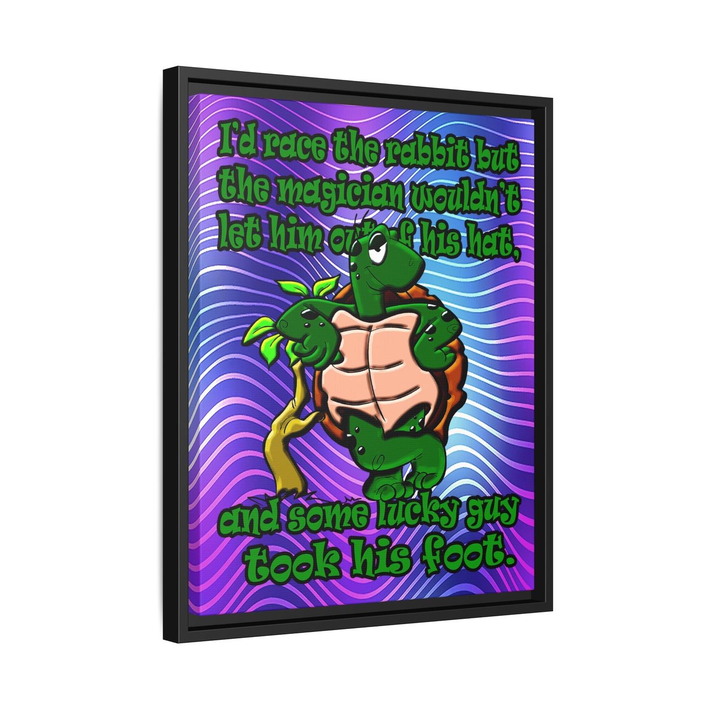 turtle race - framed canvas art (purple wave)