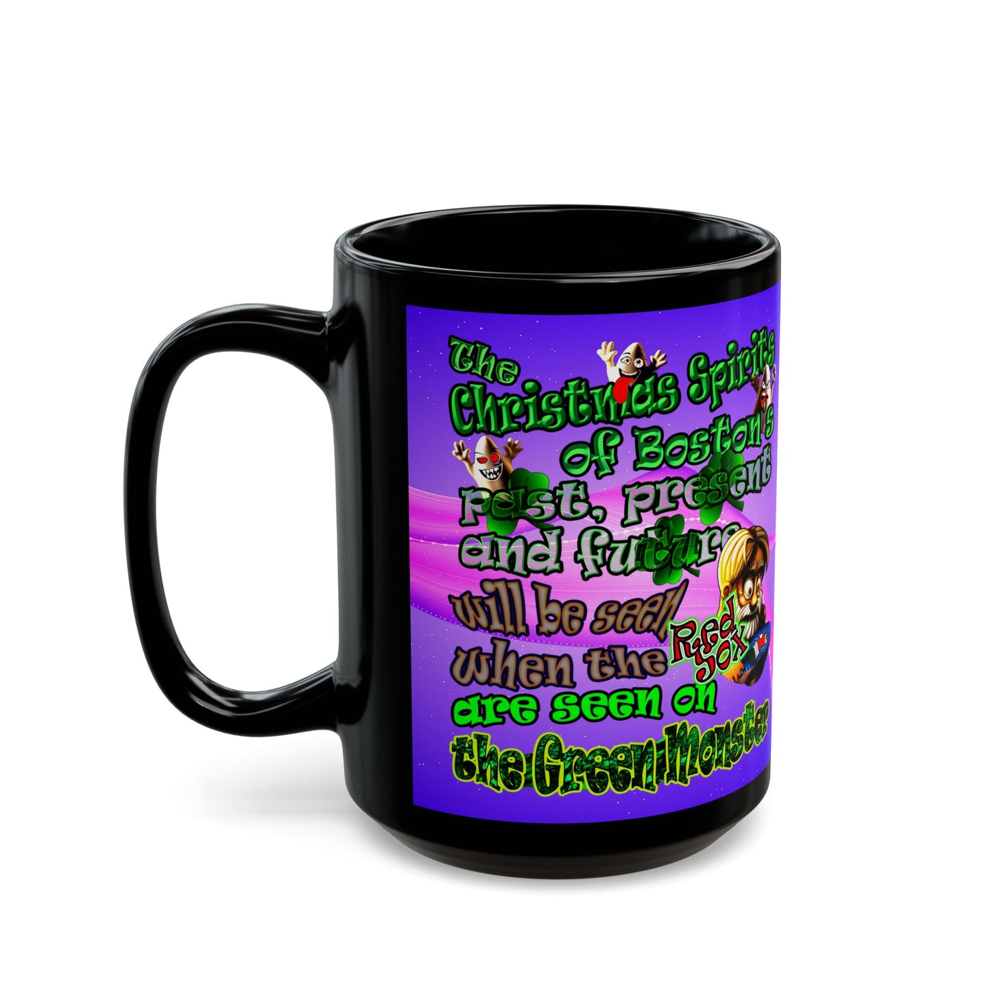 christmas spirits of boston - Black Mug (purple-pink wave)