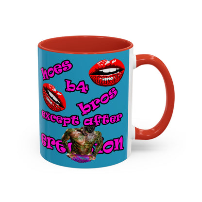 hoes b4 bros - Accent Mug (turquoise)