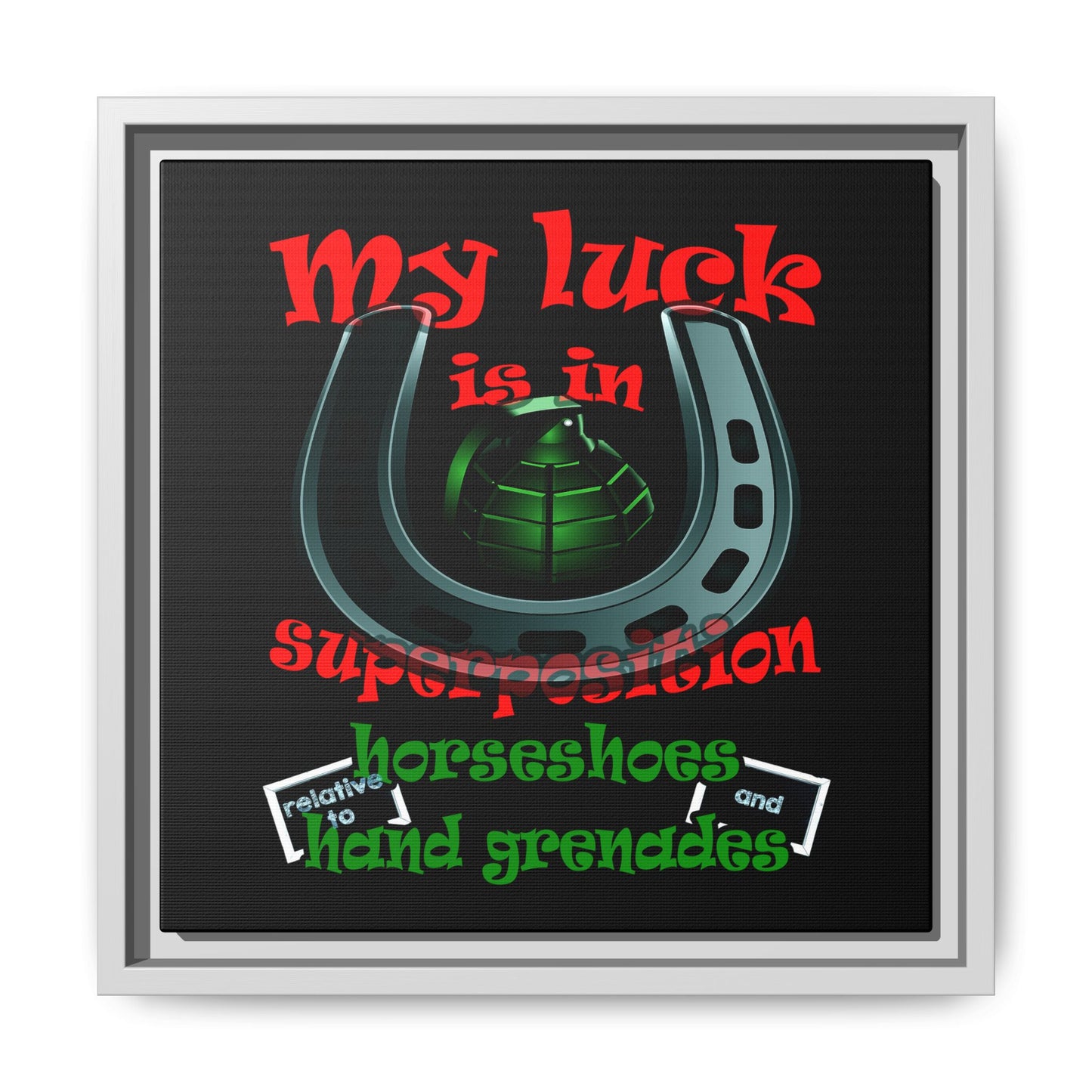my luck - framed canvas art (black)