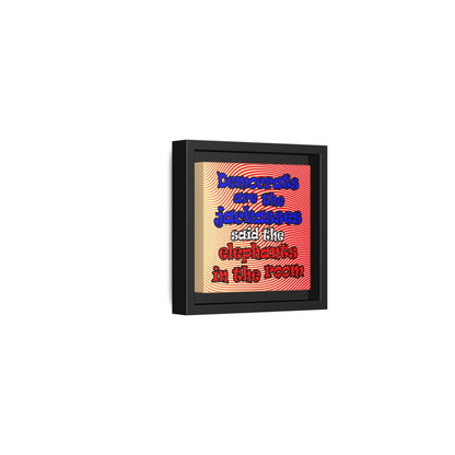 donkeys and elephants - framed canvas art (yellow-orange wave)