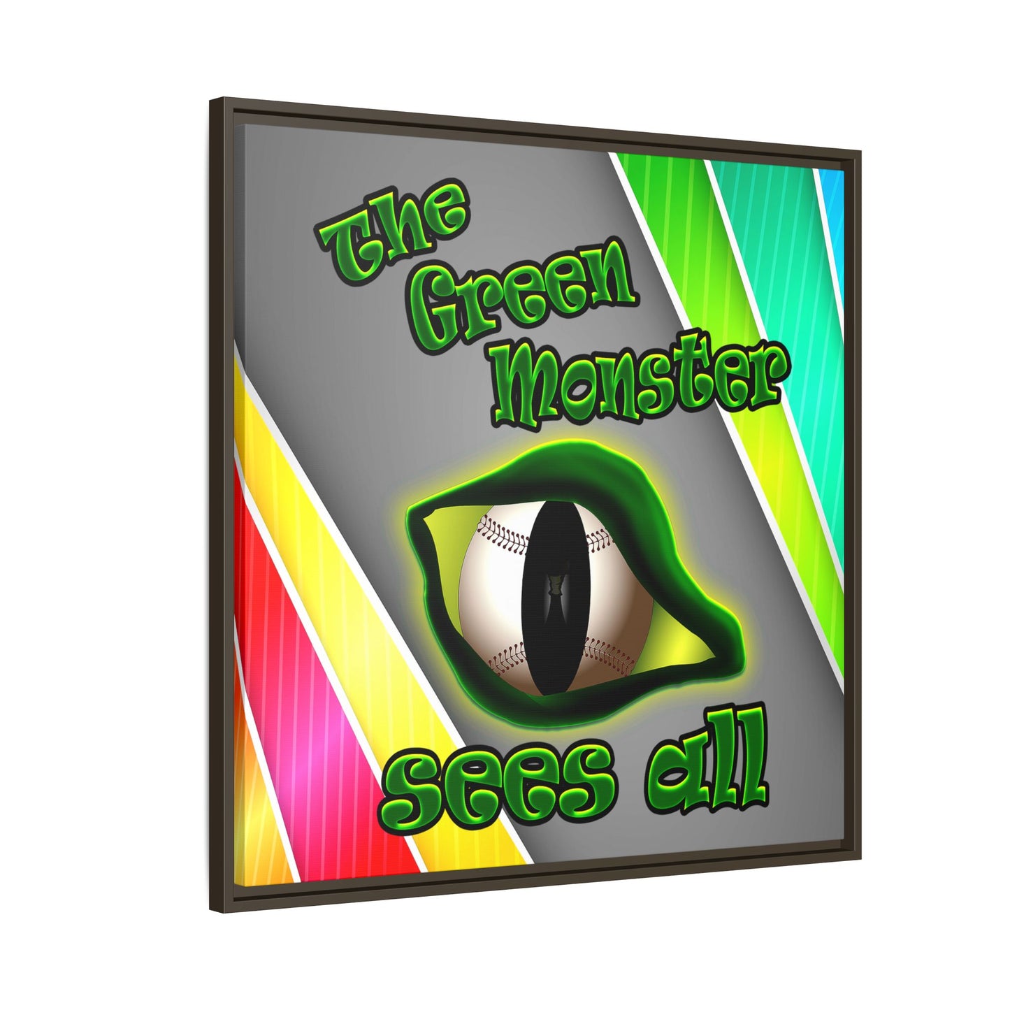 green monster - framed canvas art (rainbow split)