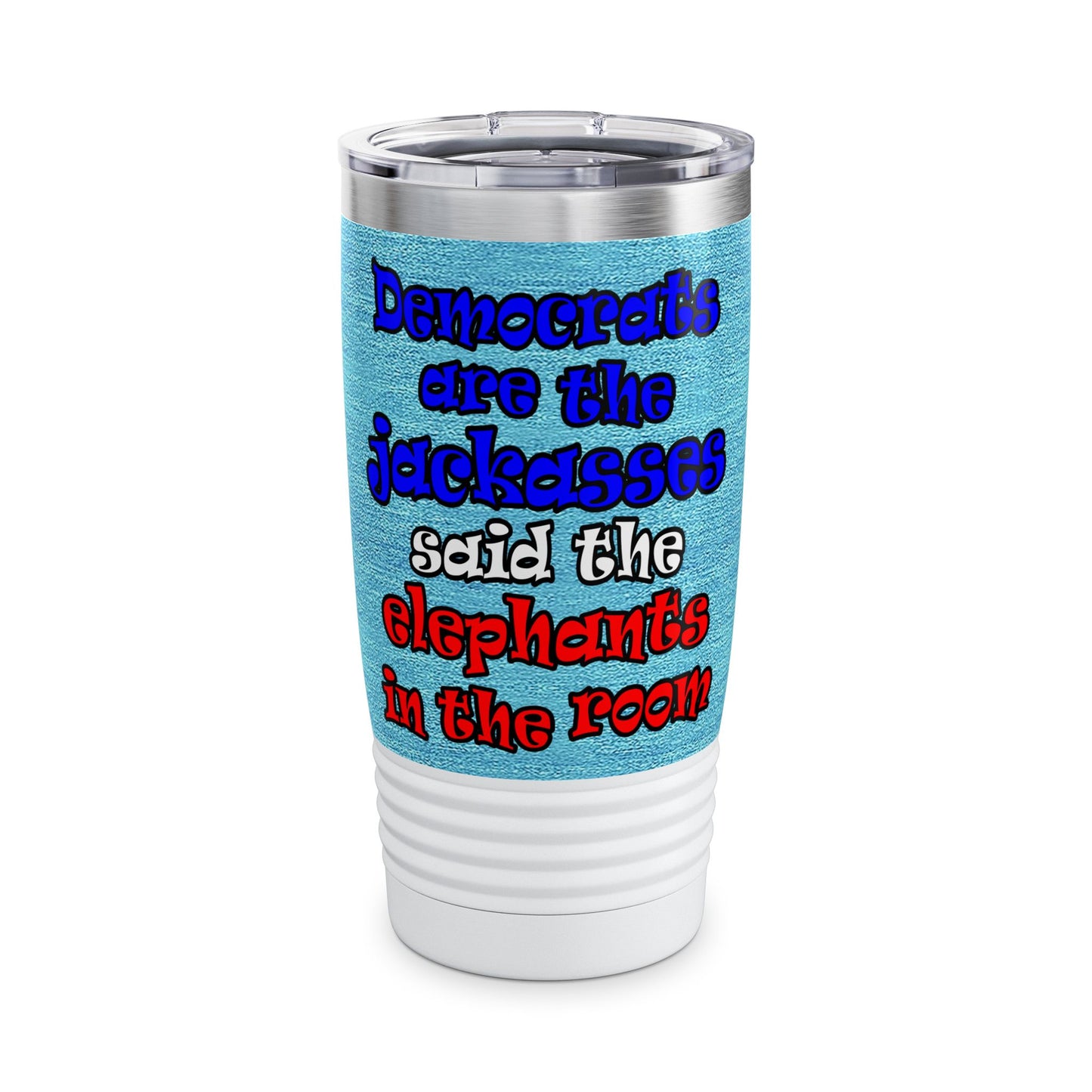 donkeys and elephants - Ringneck Tumbler, 20oz (faded blue)