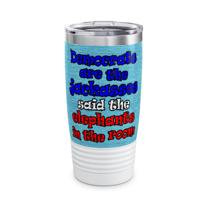 donkeys and elephants - Ringneck Tumbler, 20oz (faded blue)